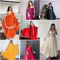 10 meter ruffle flair anarkali suit